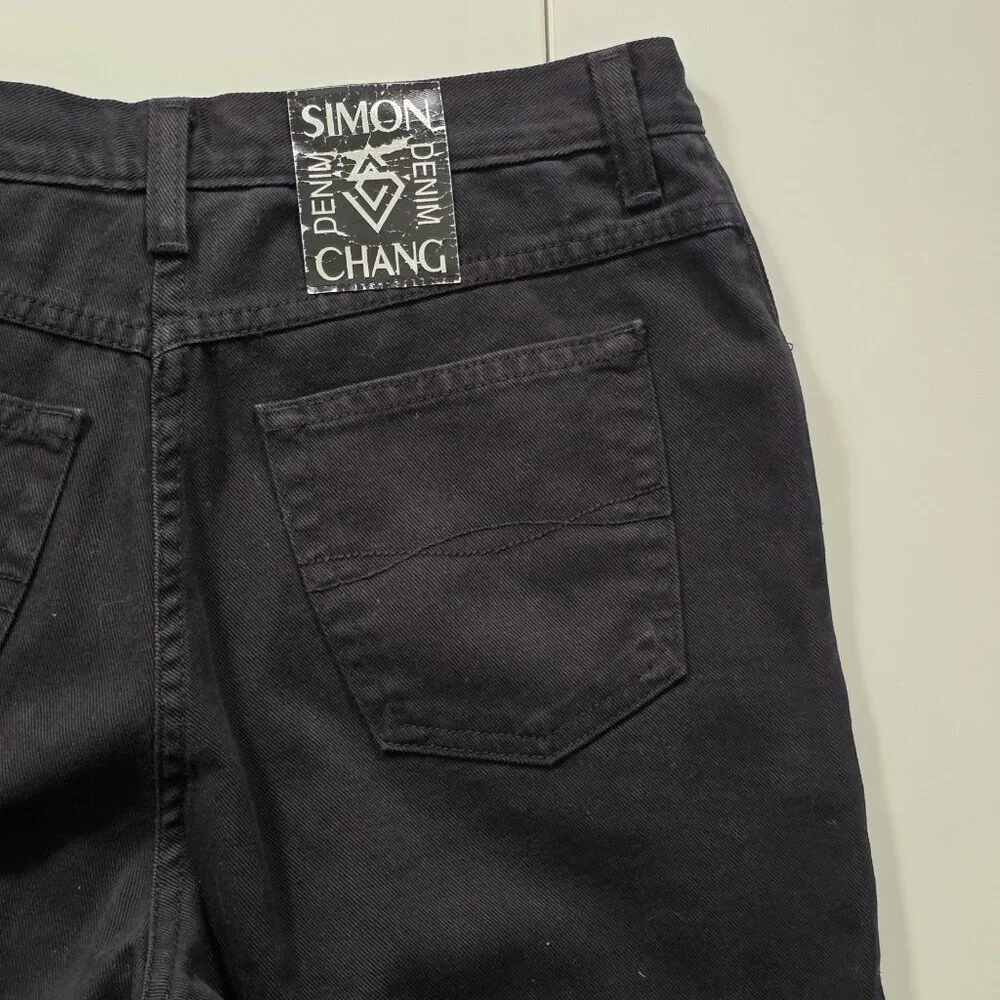 Simon Chang Jeans Women 14 Black High Rise Cotton Denim Canada Made Straight Leg - Picture 15 of 16